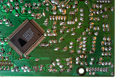 PCB 电路委员会芯片绿色白色电路板电子背景图片