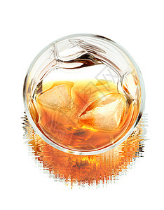 白日威士忌冰块饮食玻璃饮料白色橙子反射酒精图片