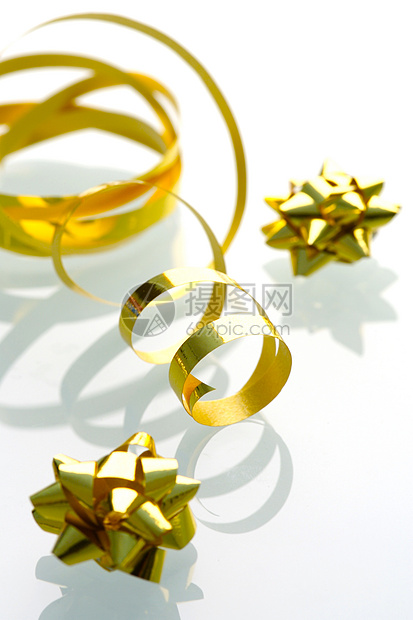 礼品包装生日季节丝带庆典配件白色金子展示礼物星星图片