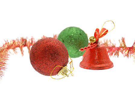 圣诞节装饰品金子新年红色背景图片