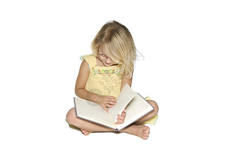 女童阅读教科书女孩教育精装裙子小学眼镜灰色孩子金发图片