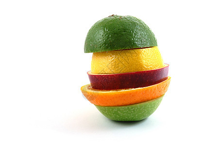 白色背景上的苹果柠檬概念橙子红色黄色绿色香橼果味饮食热带图片