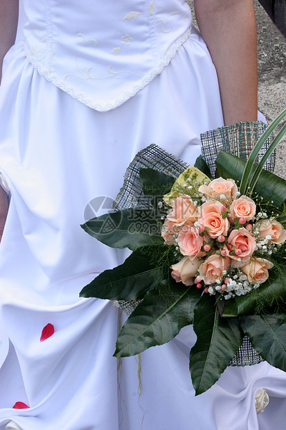新娘青年仪式婚姻衣服妻子植物群玫瑰婚礼美丽裙子图片