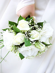 婚礼花束女性玫瑰新娘蕾丝魅力仪式白色女士婚姻花朵背景图片