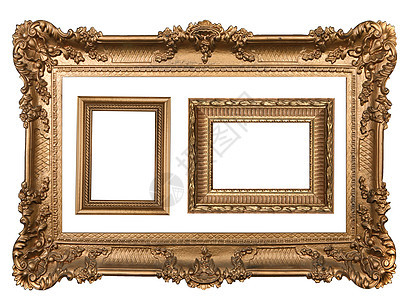 3个装饰性的黄金空墙图片框架图片