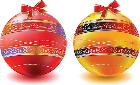 - 向量红红和金色的圣诞节球体;图片