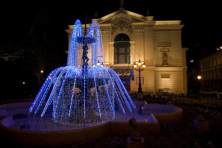 蓝色喷泉背景图片