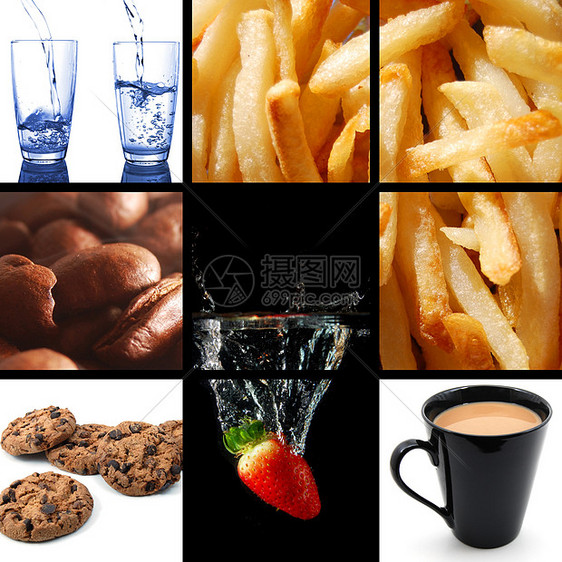 饮食物和饮料饮食水果收藏拼贴画咖啡早餐图片