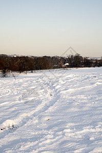 冬季公园国家天空降雪小路冻结天气季节树木曲目雪景图片