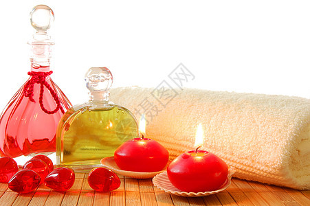 洗浴白色芳香香气健康红色花朵洗澡身体治疗毛巾图片