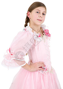 穿粉红色裙子的女孩衣服孩子娘娘连衣裙白色淡紫色玫瑰童年图片