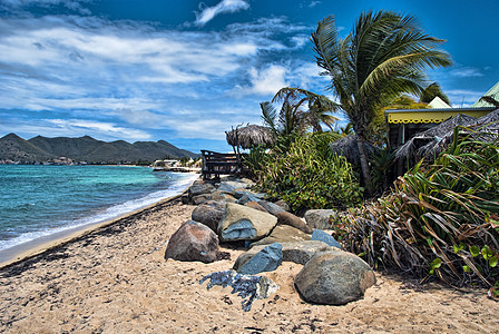 荷属安的列斯群岛圣马丁岛的海岸地区假期海洋天空风景勘探海滩享受热带旅行气候图片