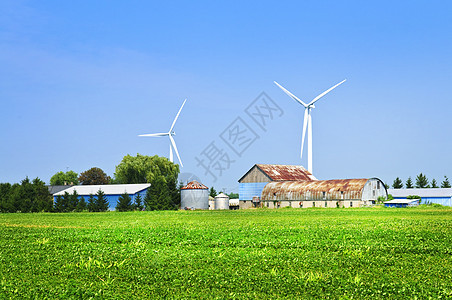 农场风力涡轮机刀刃资源土地旋转生态天空刀片活力蓝色环境图片