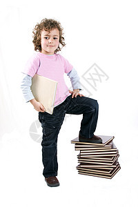 带书的孩子学习童年阅读学生幼儿园白色笔记本青年婴儿教育图片