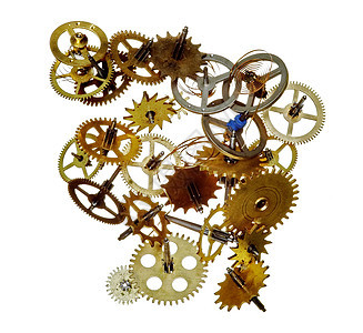 破碎时钟工作机制轮子车轮手表仪器机械宏观工具时间棘轮齿轮图片