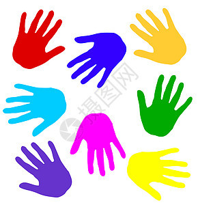 彩色手印棕榈身份艺术皮肤手指模仿扫描染料拇指图片