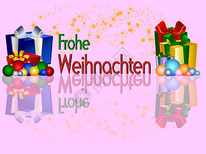 德文圣诞快乐背景盒子卡片展示插图礼物星星图片