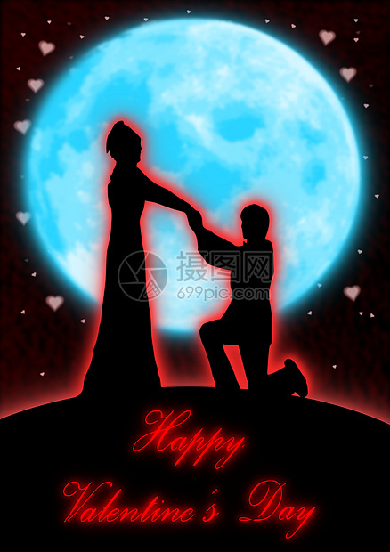 情人提议男朋友夫妻男人天空月光婚姻蓝色妻子纪念日插图图片