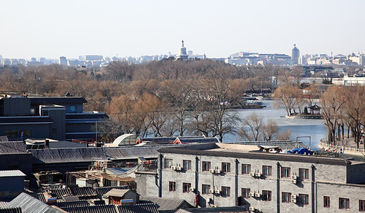 北京老城中心的空中景象历史首都房子街道出租车多样性自行车四合院文化中心背景图片
