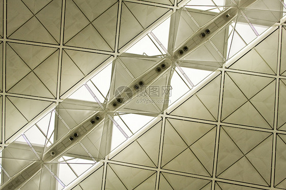 钢铁屋顶对角线建筑学工程天花板框架金属线条建筑图片