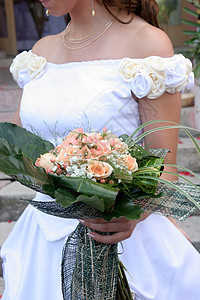 新娘花束庆典妻子婚礼希望教会玫瑰婚纱裙子青年图片