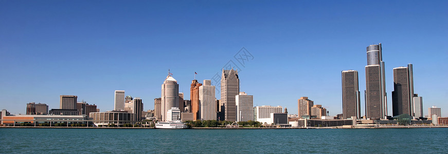 美国底特律市中心信号天际旅行交通首都中心商业全景街道图片