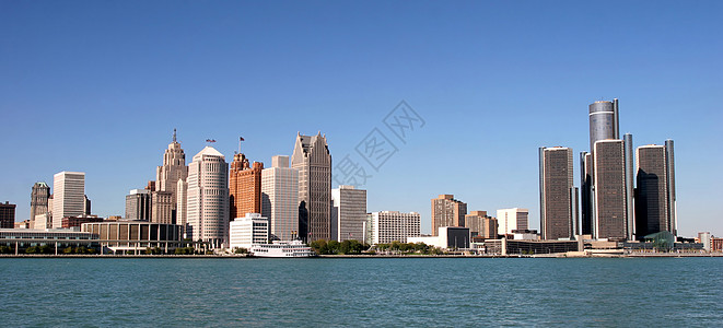 美国底特律工业商业首都建筑学场景风景信号中心街道天际图片