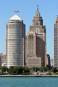 美国底特律假期风景街道首都城市建筑学全景天际交通天空图片