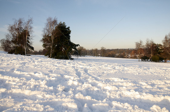 冬天公园国家风景场地雪景场景降雪冻结天气天空图片