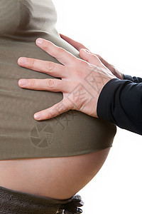 白种背景孕妇的胃部切除工作室父母婴儿期柔软度腹部女性子宫几个月圆圈期望图片