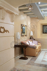 客厅室内装饰品挂毯镜子建筑学框架点缀地面吊灯金库灯罩图片