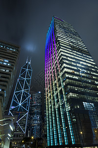 香港晚上与高楼大楼一起在香港a建筑商业玻璃城市技术窗户图片