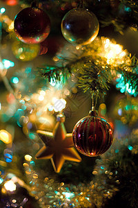圣诞树缝合新年红色星星松树图片
