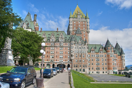 加拿大魁北克Frontienac旅馆中心城市房子窗户城堡建筑学建筑旅游酒店工地图片
