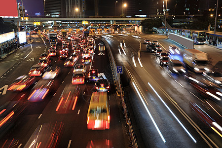 晚上香港交通堵塞时间天际市中心大灯城市街道汽车摩天大楼旅行运输图片