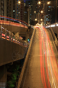 香港高速公路系统晚上晚上运动商业建筑交通街道卡车车辆运输射线速度图片