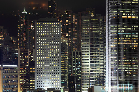 香港晚间商业大楼详情单位 本港天际天空金融建造场景街道城市办公室窗户地标图片