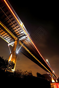 钟九桥 晚上在香港游客地标电缆公司金融黑色天空海岸天际建筑图片