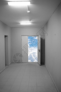 医院走廊外的开门门背景图片