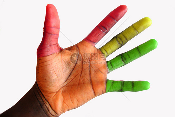 手注意红色紫色金子男人黄色手指绿色喜悦手势身体图片