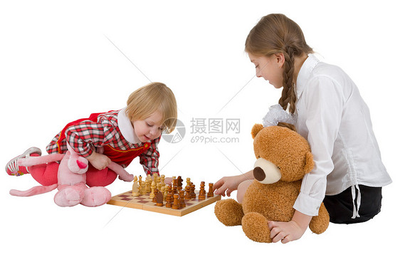 女孩象棋游戏粉色指导娘娘腔玩具木板棋子思考棕色数字女性图片