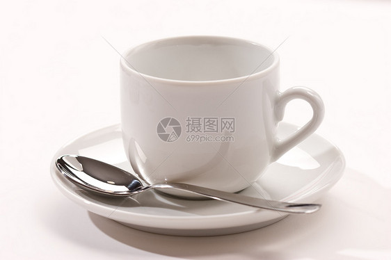 空杯子咖啡血管白色茶碗咖啡杯勺子盘子图片
