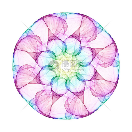 曼达尔脉轮万花筒曲线冥想宗教圆圈创造力紫色插图想像力图片