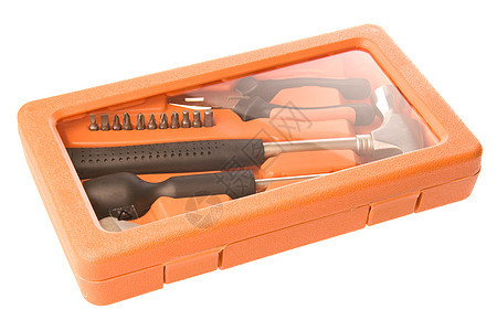 孤立工具箱不锈钢盒子木工手工具锤子工具金属木匠螺丝刀维修图片