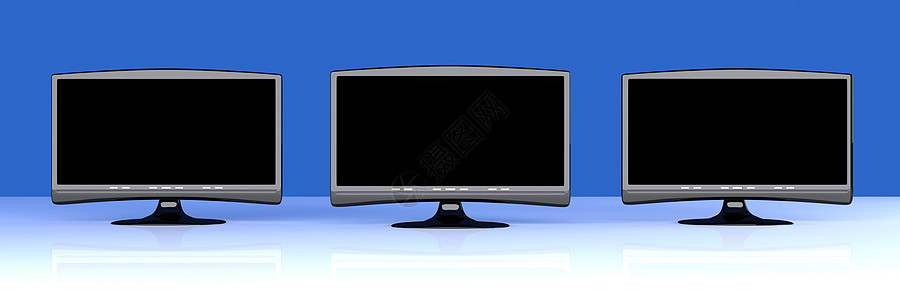 三台HDTV电子产品家庭晶体管硬件技术展示播送电影剧院电脑图片