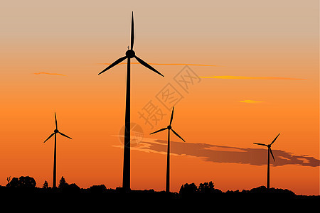 日出时的风力发电机农场生态太阳电气涡轮机技术日落活力阳光风车图片