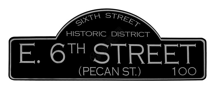 奥斯汀德克萨斯州第六街胡桃历史性街道路标派对图片