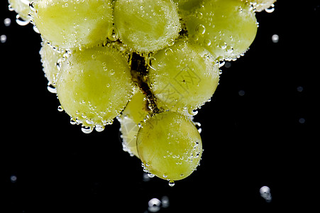 黑色的葡萄漂浮液体水果宏观食物气泡图片