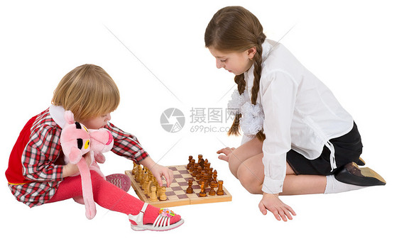 女童教学女孩下象棋图片