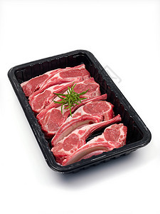 羊排肉托盘红色塑料白色零售羊肉图片